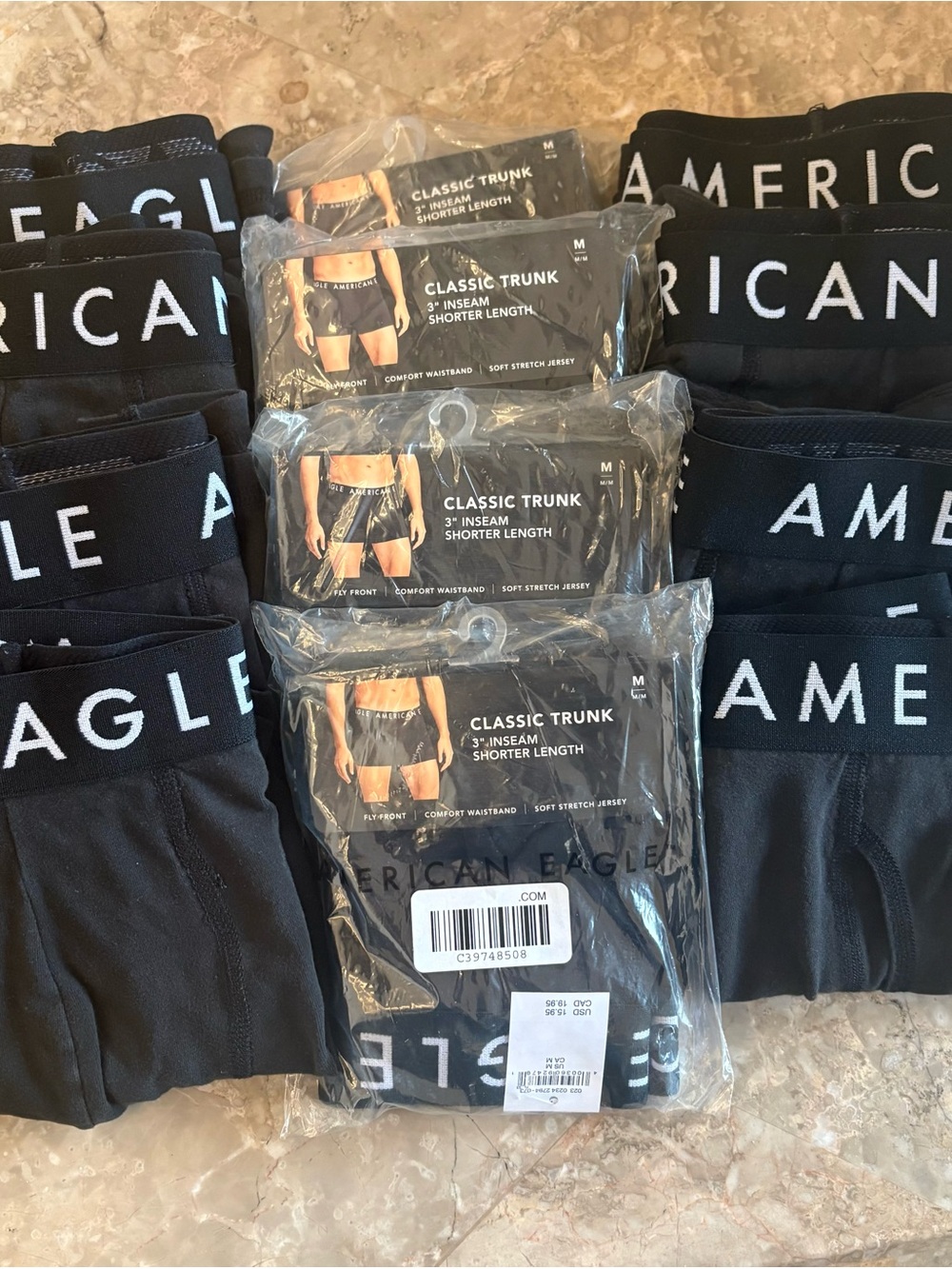 12 pair - American Eagle Outfitters Black Classic Trunk Boxer Briefs - 3" Inseam